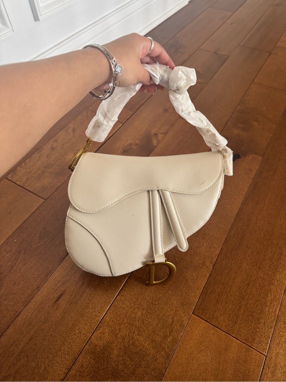 Dior White Saddle bag